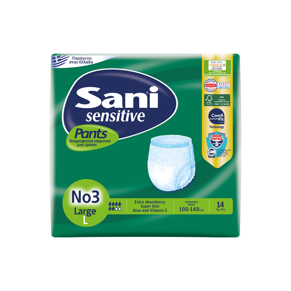 SANI - SENSITIVE Pants Ελαστικό Εσώρουχο Ακράτειας Large No3 - 14τεμ.